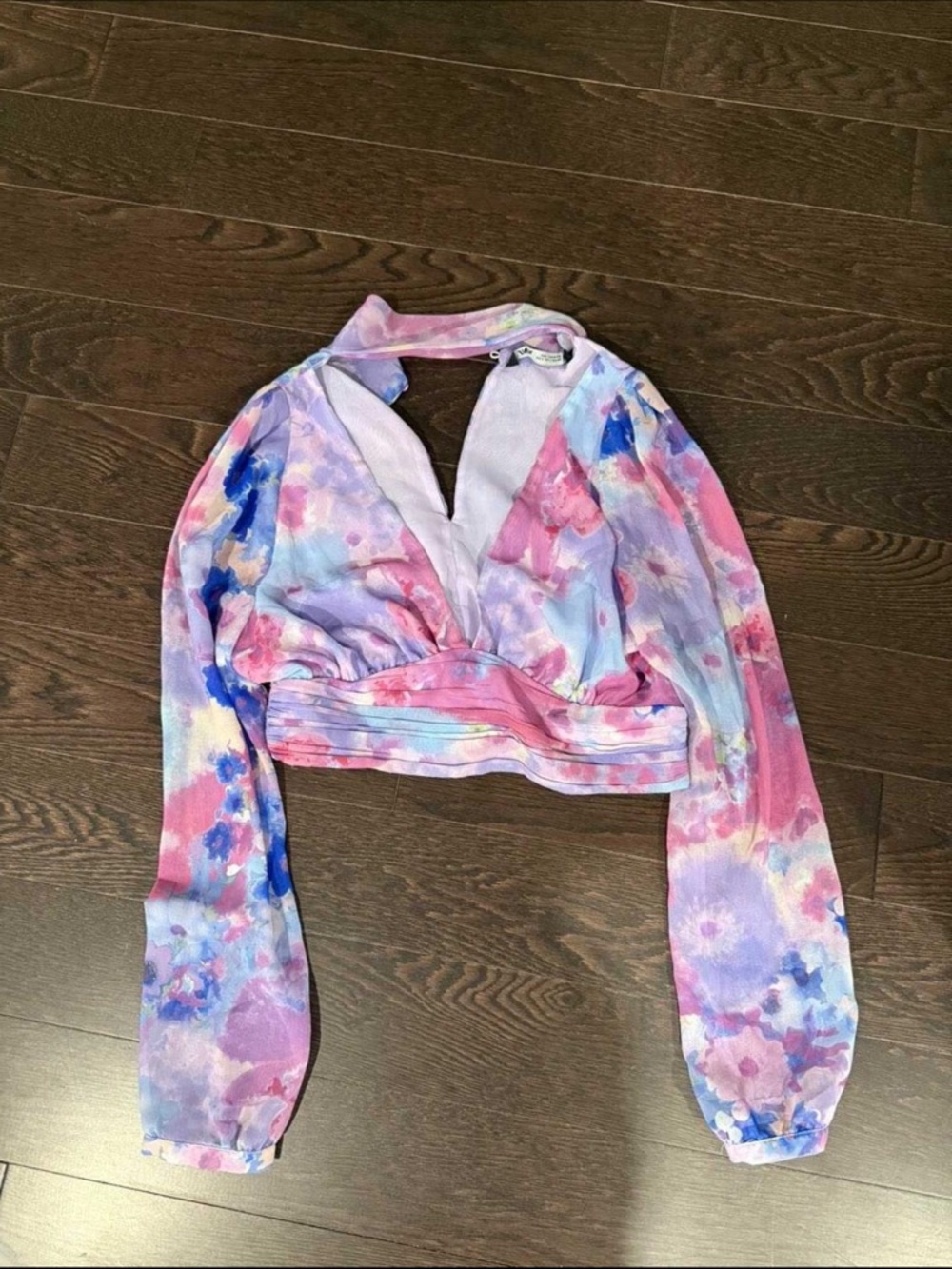 Zara Watercolor blouse - Pink, Lavender & Blue
